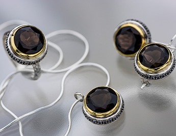 Espresso Collection | 925 Sterling Silver Jewelry with Smoky Quartz and Zircon