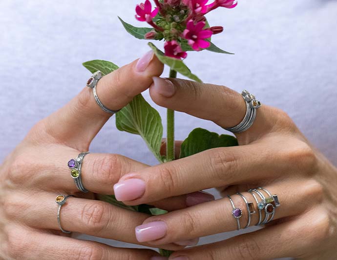 Silver Inspire Rings | 925 Sterling Silver Rings with Natural Gemstones