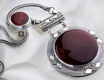 Cinnamon Collection | Handmade 925 Sterling Silver Yemenite Filigree Jewelry set with Carnelian