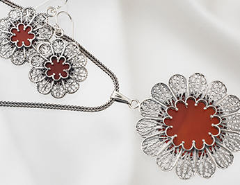 Sun Flowers Collection | Handmade 925 Sterling Silver Jewelry with Carnelian