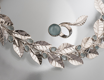 Laurel Leaf Collection | Handmade Limited Edition 925 Sterling Silver Jewelry with Aquamarine