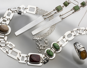 Geometrical Shapes Collection | Handmade 925 Sterling Silver Jewelry set with Polygram Jasper
