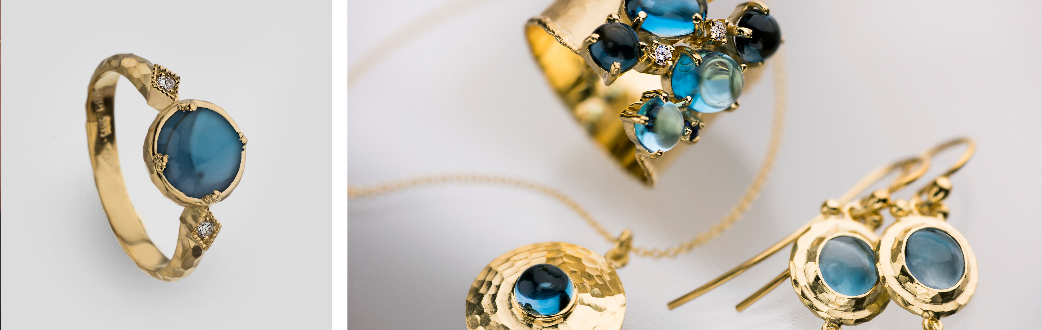 Aya Sofia Collection | 14K Gold Jewelry with London Blue Topaz and Diamonds