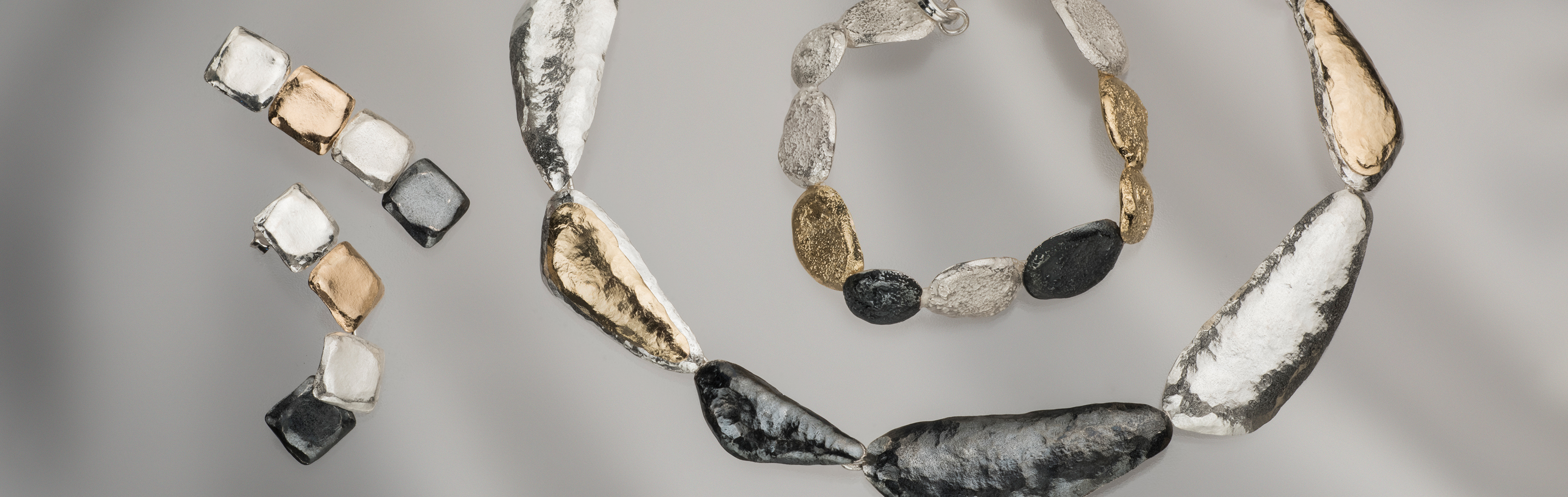 Trio Collection | White, Oxidized & Gilded Silver Jewelry