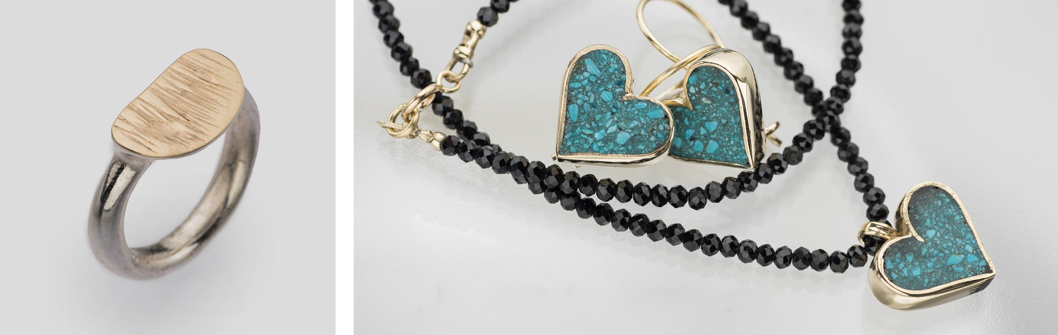 Broken Heart Collection | 925 Sterling Silver & 9K Gold Jewelry with Turquoise and Spinel