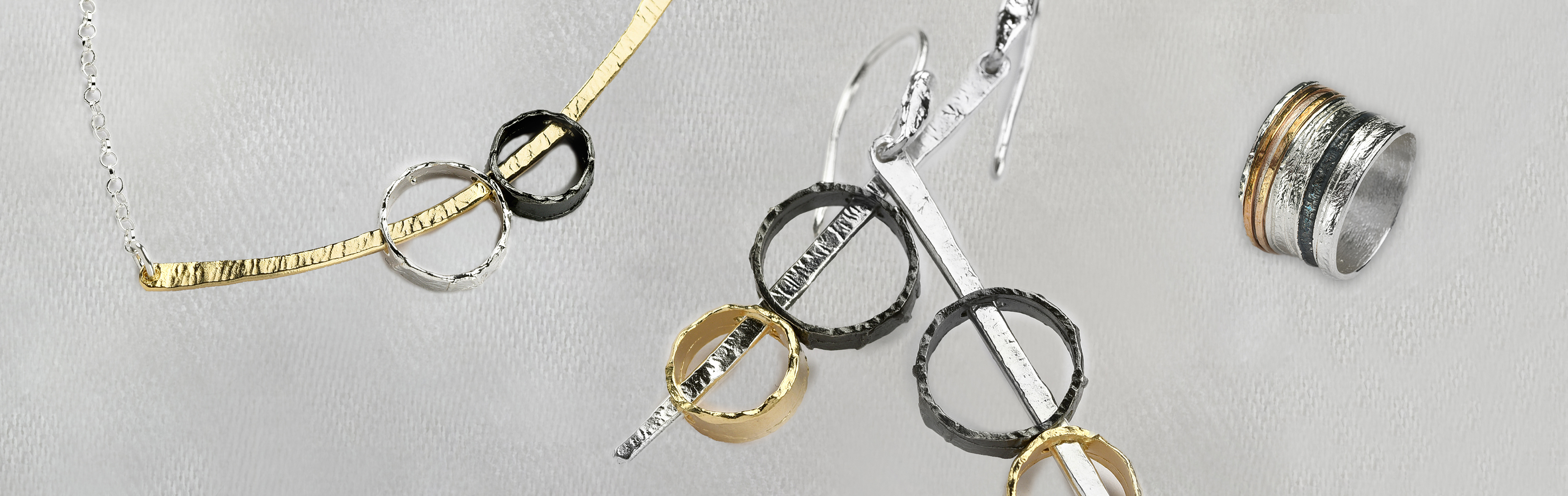 Round vs. Straight Collection | White, Oxidized & Gilded Silver Jewelry
