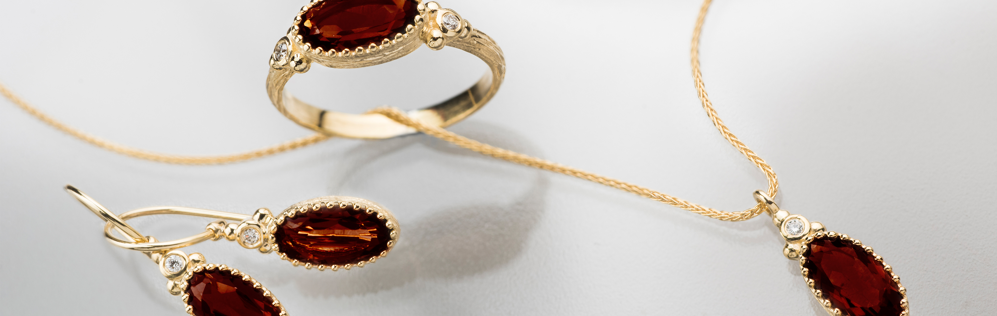 Carmine Collection | 14K Gold Jewelry with Garnet and Diamonds