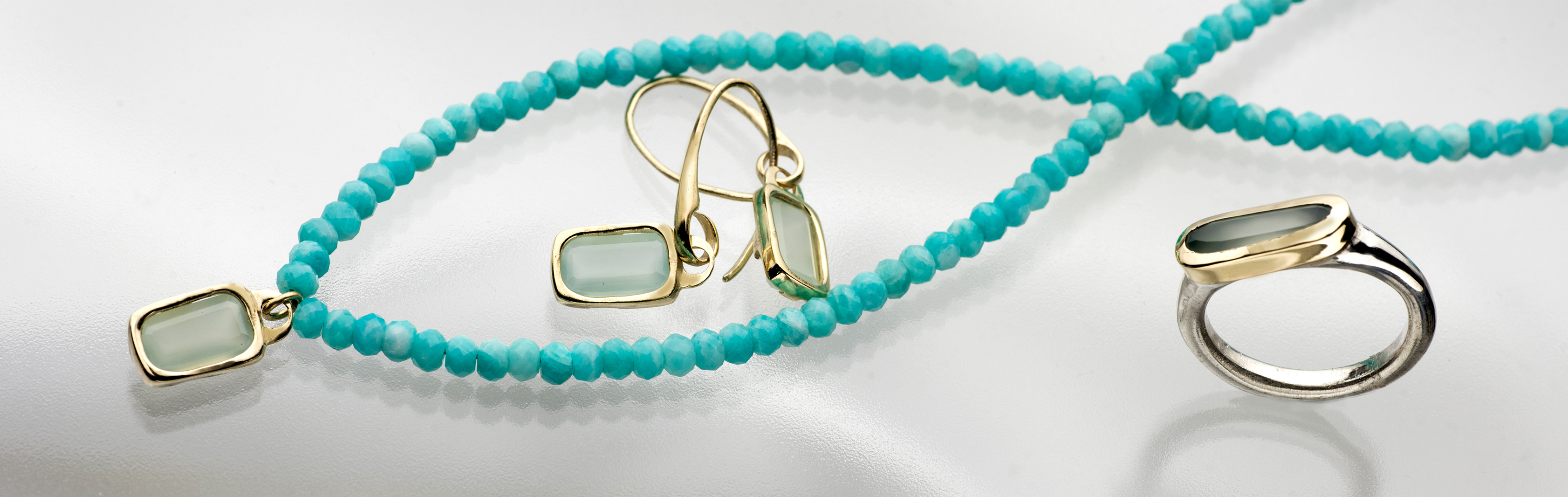 Aquamarine Collection | 925 Sterling Silver & 9K Gold Jewelry with Milky Aquamarine