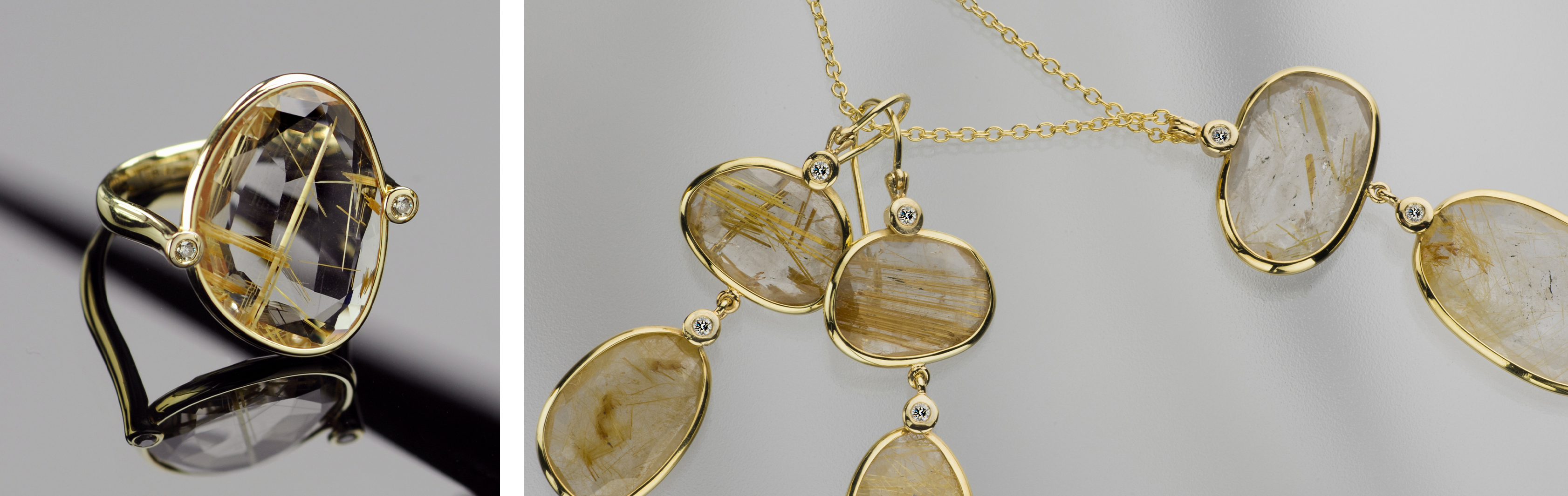 Muscat Collection | 14K Gold Rutile Quartz and Diamond Jewelry