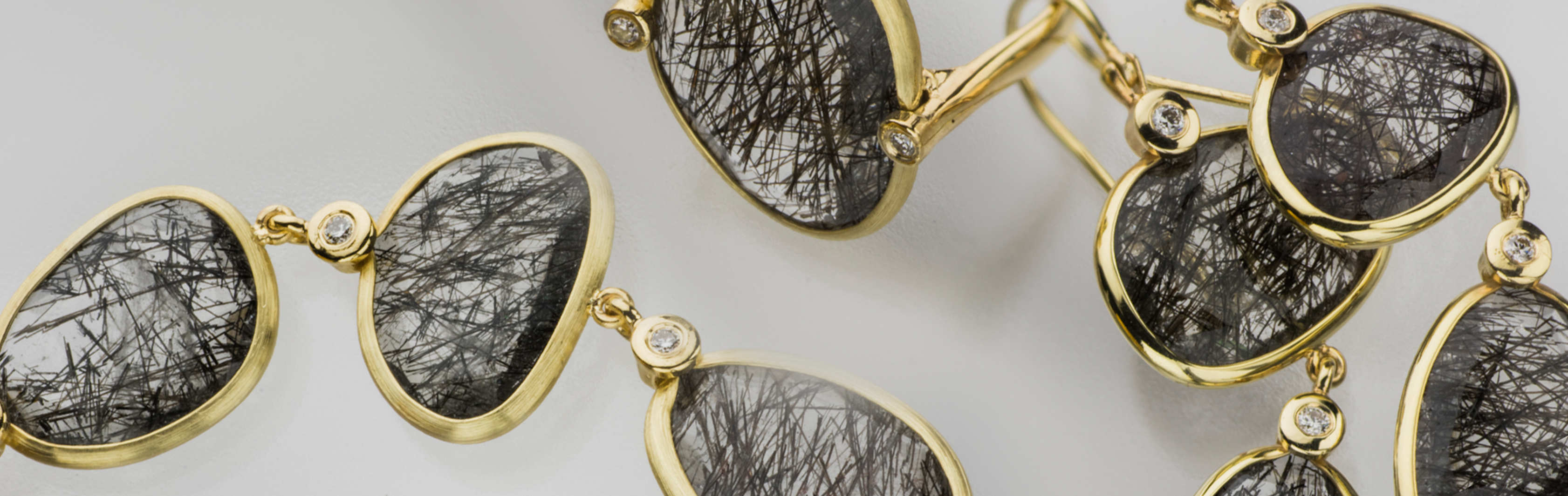 Black Autumn Collection | 14K Gold Rutile Quartz and Diamond Jewelry