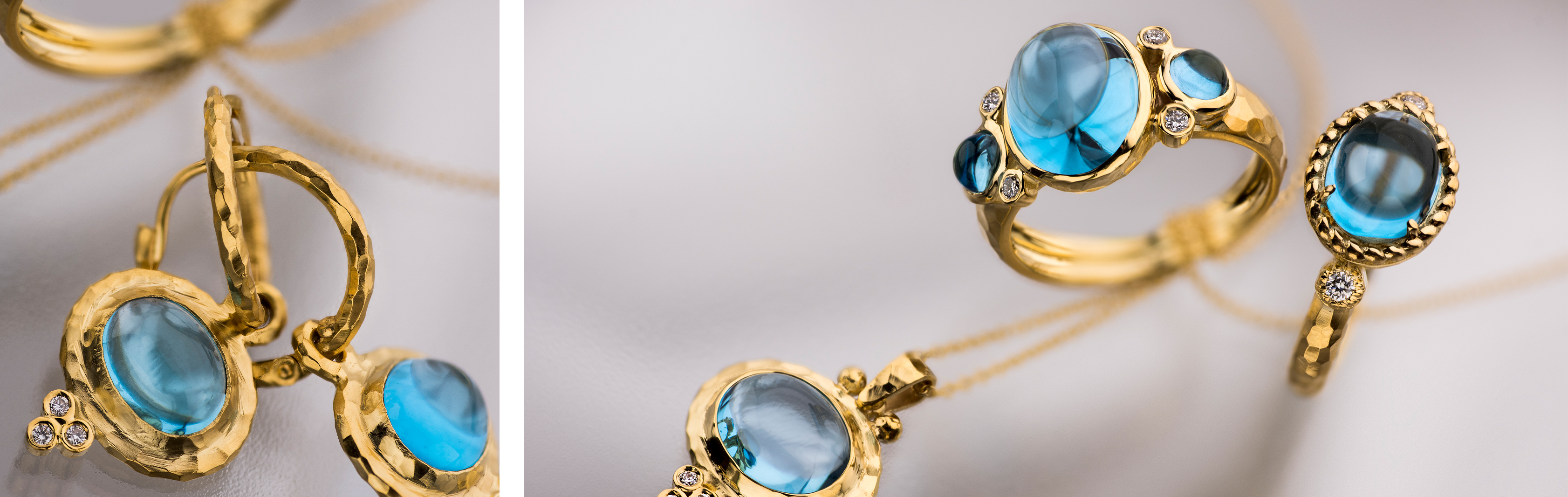 Mermaid Collection | 14K Gold Jewelry with Blue Topaz and Diamonds
