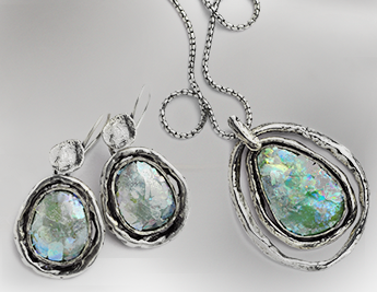 Patina Collection | 925 Sterling Silver Jewelry with Patina Roman Glass
