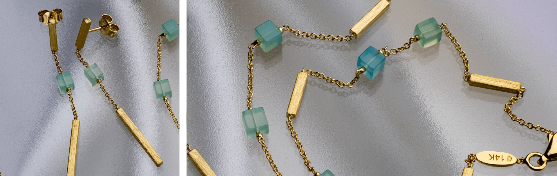 14K Gold and Chalcedony Jewelry