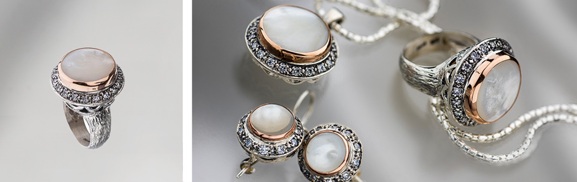 Nacre Collection | 925 Sterling Silver and 9K Gold Jewelry with Zircons and Mother of Pearl