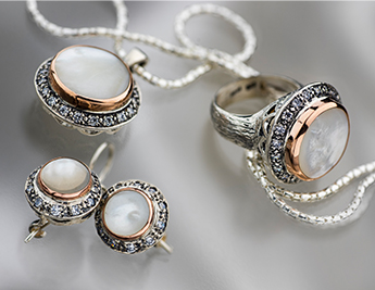 Nacre Collection | 925 Sterling Silver & 9K Gold Jewelry with Zircons and Mother of Pearl