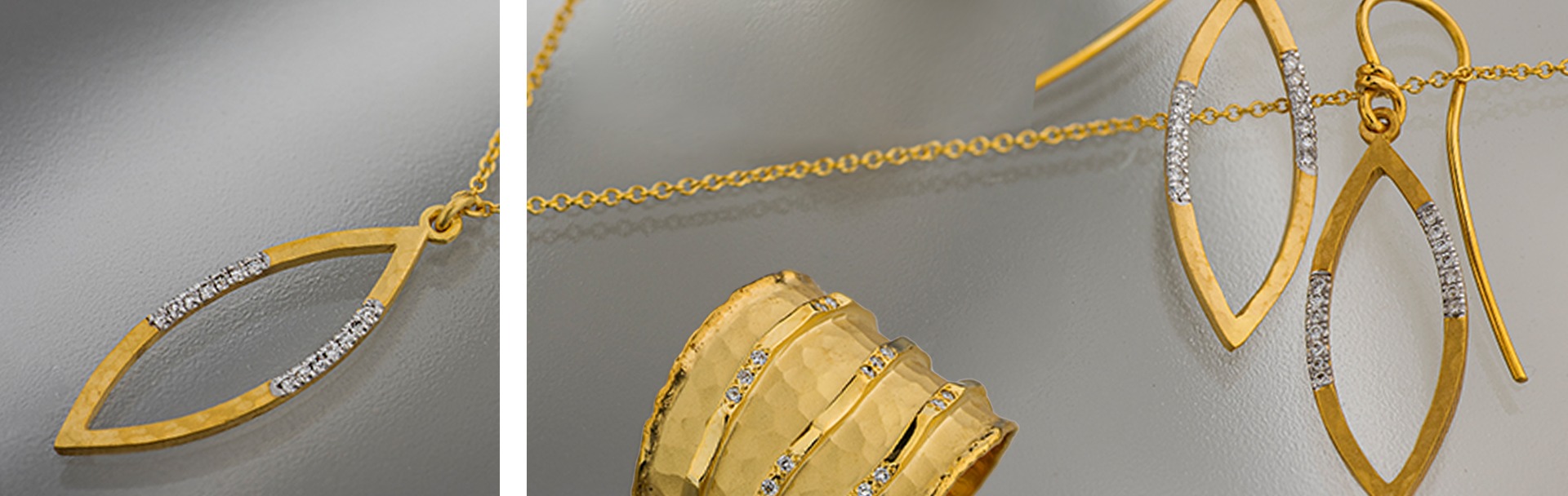 14k gold jewelry set with Diamonds