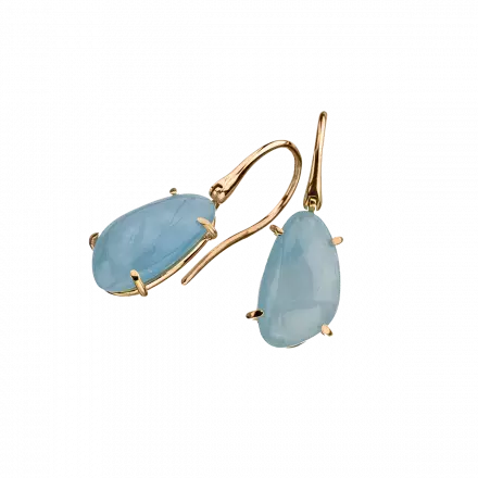 14K Gold Earrings with Aqua Marine