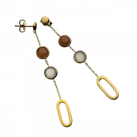 14k Gold Drop Earrings set with Moonstone