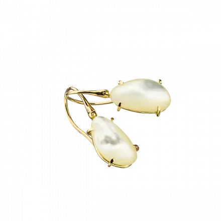 14K Gold Hook Earrings set with Mother of Pearl