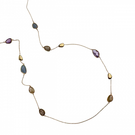 70cm 14K Gold Necklace with Natural Gemstones