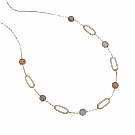 14K Gold Necklace with multicolor Moonstone