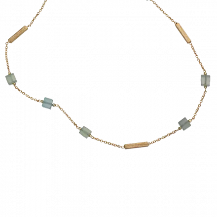 14K Gold Necklace with Calcedony