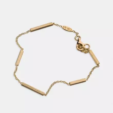 14k Gold Bracelet with Three-Dimensional, Long Narrow Gold Rectangles