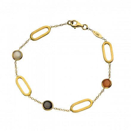 14K Gold Bracelet with multicolor Moonstone
