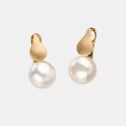 14K Gold Earrings Natural Pearl with English Clasp
