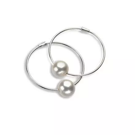 14K White Gold Earrings with Pearl