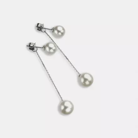 14K White Gold Earrings with Pearls