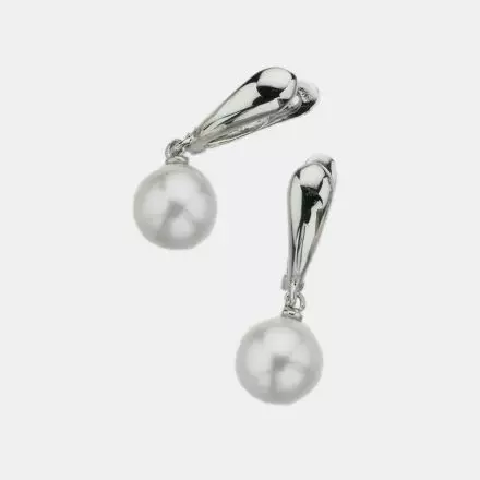 14K White Gold Gypsy Earrings with Pearls