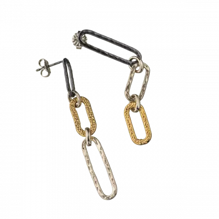Silver and Goldfield Long Earrings