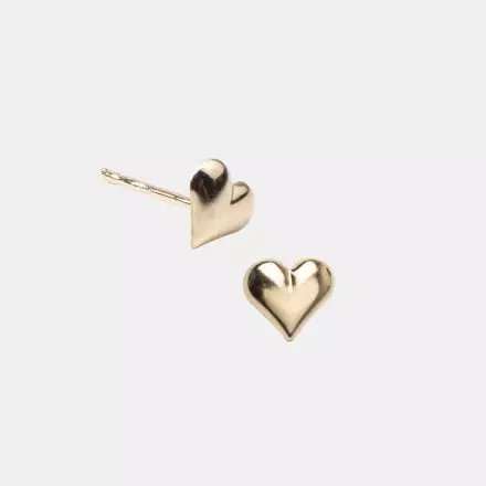 9K Gold Heart Shape Stud Earrings