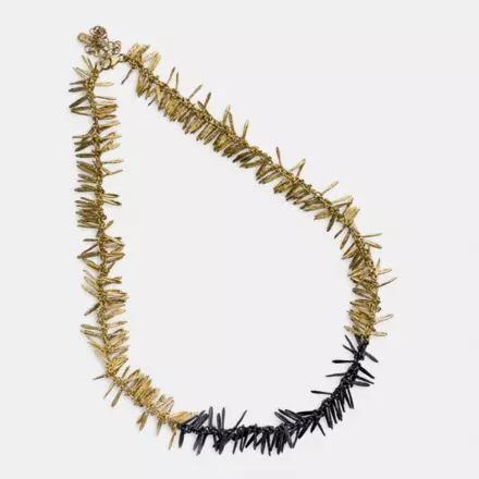 Necklace interwoven with tiny Gilded and Antiqued Finish Silver Rosemary Leaves