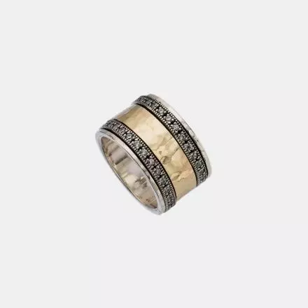 טבעת כסף 925 בשילוב זהב 9K