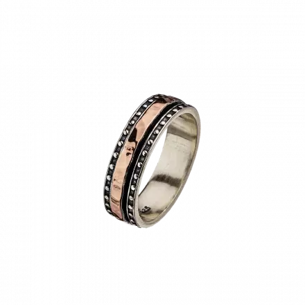 Silver Ring with 9K Rose Gold spinning Hoop