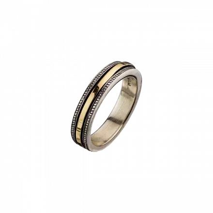 Silver Ring with 9K Gold Spinning Hoop