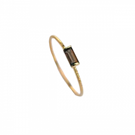 Inspire Ring -14K Gold Horizontal Small Smoky Quartz Rectangle 
