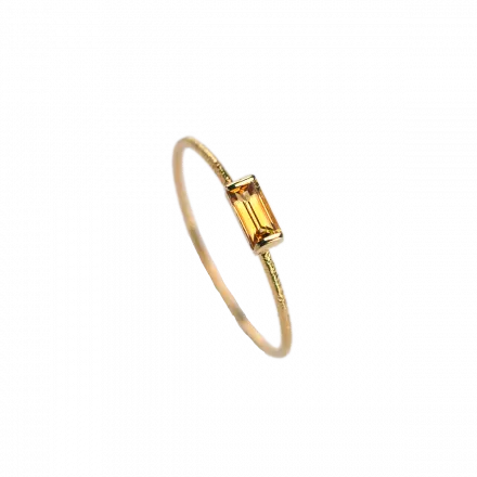 14K Gold Horizontal Small Citrine Rectangle Inspire Ring