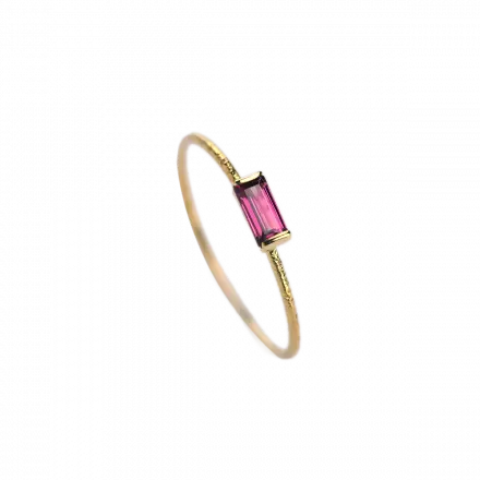 14K Gold Horizontal Small Rhodolite Rectangle Inspire Ring