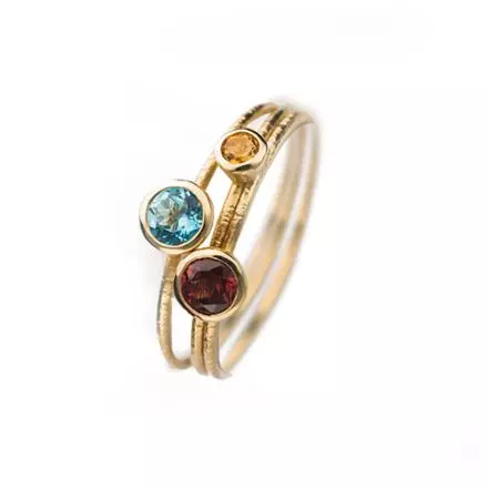 Athena - combination of 14k Gold inspire rings with natural gems