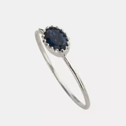925 Silver Sapphire Zircon Crown Ring - September Birthstone