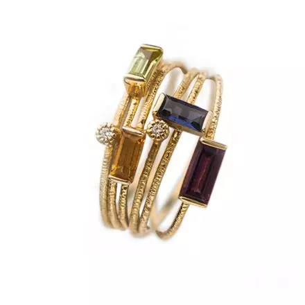 Harmony - combination of 14k Gold Inspire Rings with Natural Gems