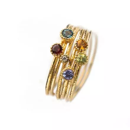 Happiness - combination of 14k Gold Inspire Rings with Natural Gems