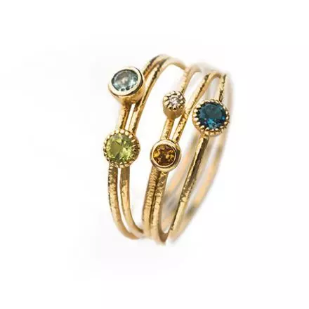 Muse - combination of 14k Gold Inspire Rings with Natural Gems
