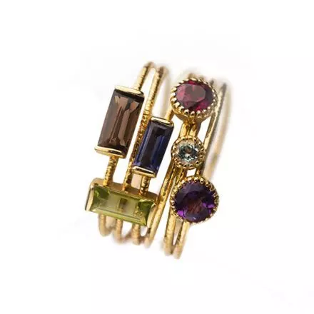 Spirit - combination of 14k Gold Inspire Rings with Natural Gems