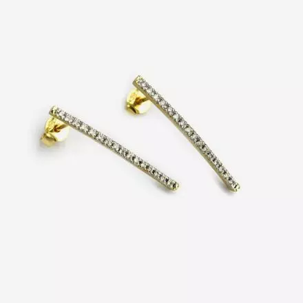 14K Gold Earrings Diamonds Arc 0.16ct