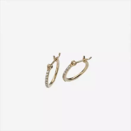 14K Gold Gypsy Earrings with Diamonds 0.18ct