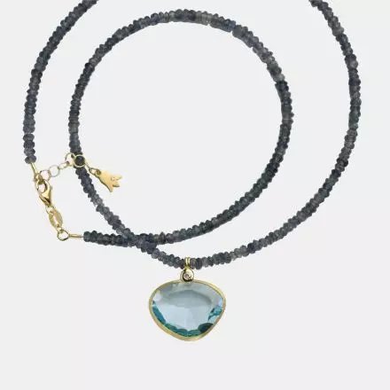 Iolite and Blue Topaz 14k Gold Necklace 